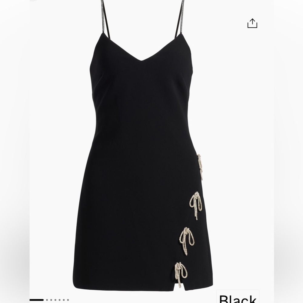 Cinq à Sept Black Mini Dress with Gold Accents